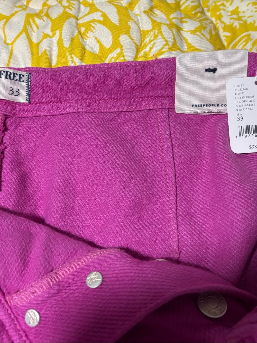 We The Free Button-Fly Cropped Jeans in Pink - Picture 3 of 5